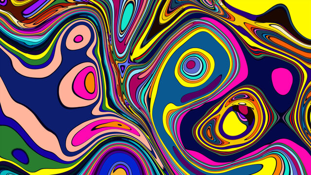 Vibrant abstract psychedelic swirl pattern with bold colors