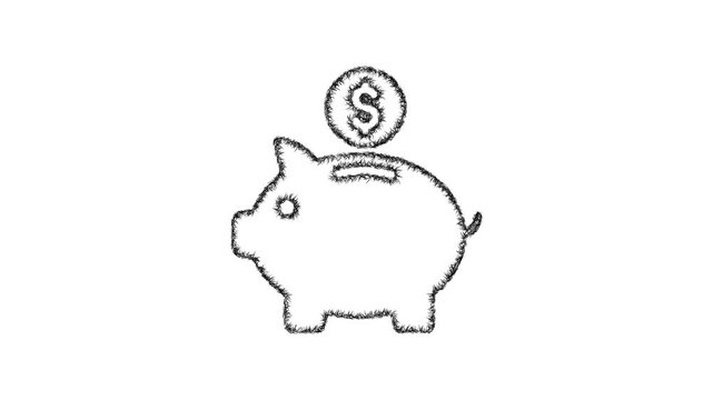 Sketch savings budget icon animation - smooth progressive reveal