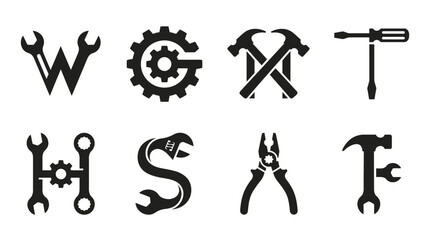 Fototapeta premium Black letters made of tools.