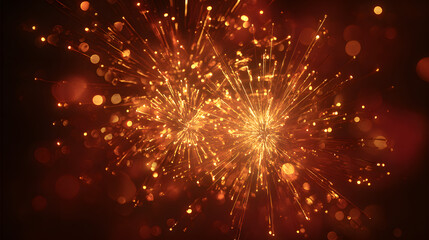 The Chinese New Year concept involves golden fireworks on a red background.