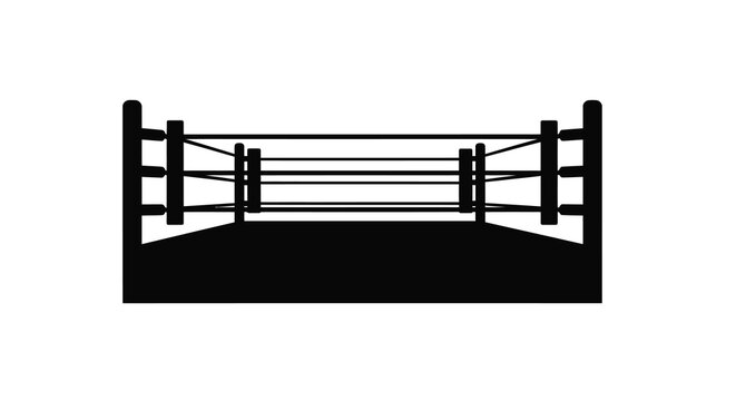 Boxing ring silhouette on a white background black and white
