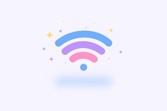 Pastel colorful wifi signal icon for wireless connectivity