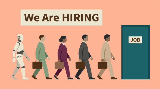 Job applicants including a robot in a hiring queue for employment