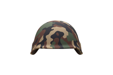 Obraz premium Military army helmet with camouflage pattern and transparent background