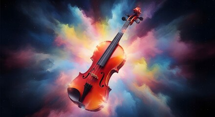 Fototapeta premium World music day vibrant violin with a colorful abstract background celebration of sound