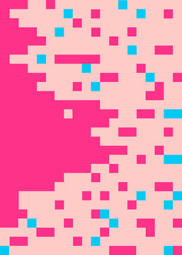 Abstract pink and blue pixelated geometric background