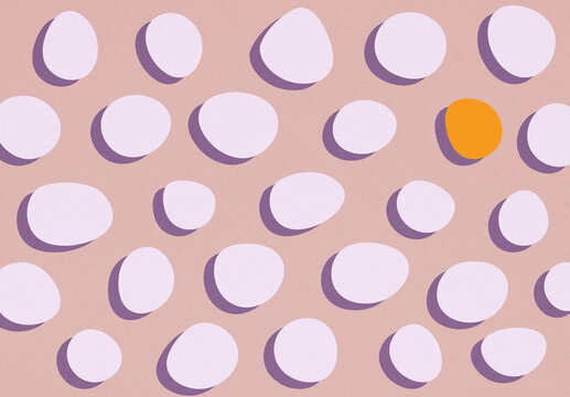 Orange shape stands out in a repeating abstract pastel pattern