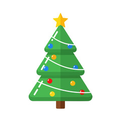 Obraz premium A flat vector illustration of a decorated evergreen tree for the winter season