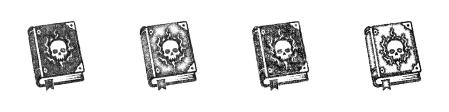 Sketch necromancer spellbook icon design set