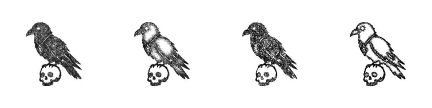 Sketch necromancer familiar icon design set