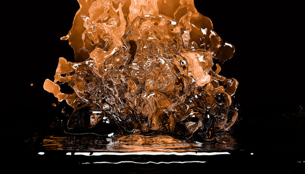 Dynamic orange liquid splash on a black background