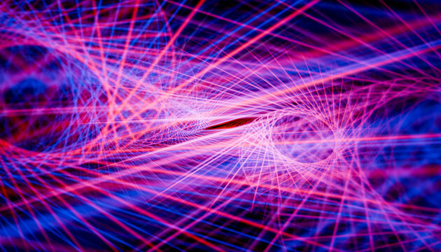Dynamic abstract mesh of glowing colorful lines