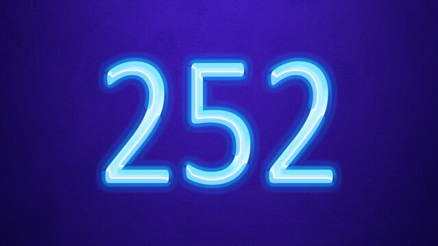 Glowing blue number design of 252 on blue background.