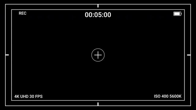 Video camera recorder overlay, with transparent background and recording timecode animation. 