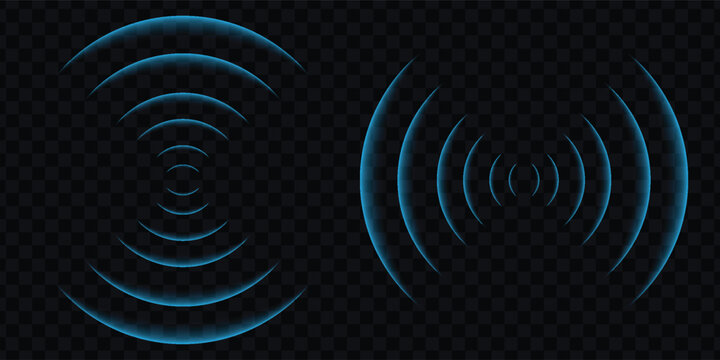 Round light effect. Wifi range. Sound wave. Signal concentric circle. Radio station signal. Water ripple with circle waves. A place or a painful point. Radar screen. Vector effect.