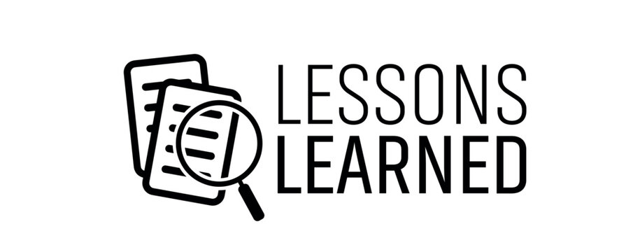 LESSONS LEARNED text on white background