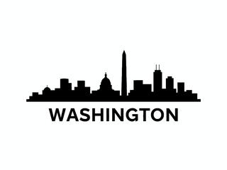 Fototapeta premium Washington DC Skyline Silhouette Vector with City Name Text