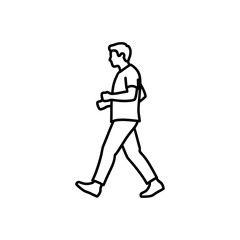 Fototapeta premium Man walking casually in the park, enjoying a peaceful day outdoors, wearing casual clothes and sneakers