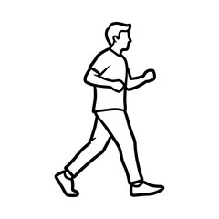 Fototapeta premium Silhouette of a man walking casually in a minimalist black and white illustration, conveying motion and simplicity