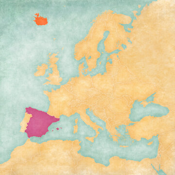 Map of Europe - Spain and Iceland