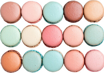 Fototapeta premium Macaron pastel dessert sweet cookie colorful macaron assortment transparency background