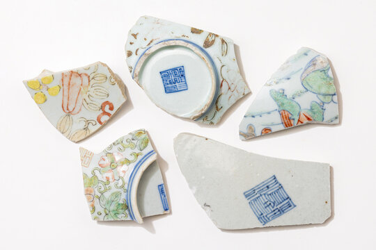Some ancient Chinese doucai porcelain shards.