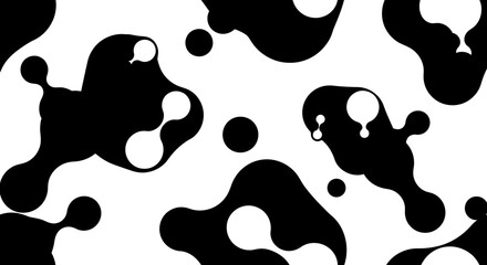 Fototapeta premium Abstract Black and White Fluid Organic Shapes Seamless Pattern