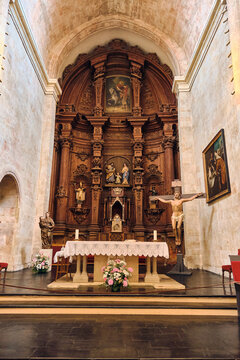 Historic Church Altar With Ornate Wooden Retablo And Religious Art In Salamanca Spain religious heritage sacred space spiritual journey cultural tourism historical architecture