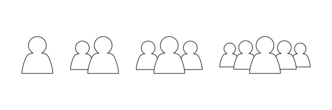 User profile login line art icon set. Simple design element set - icons for single users and group teamwork.