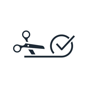 The scissors icon combined with a checkmark. Highlight the main points. Keep only the essence of the issue or task.
Vector linear icon isolated on white background.