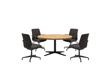 Fototapeta premium Round conference table with office chairs on transparent background