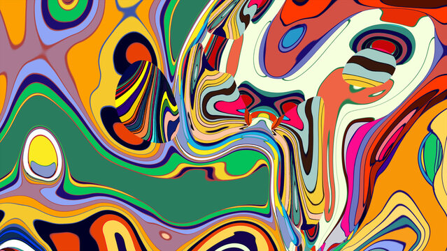 Vibrant Abstract Colorful Swirl Pattern with Psychedelic Design