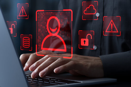 Unauthorized access to networks. Hacker using phishing emails and exploiting system vulnerabilities to penetrate corporate networks.