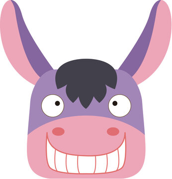 donkey laughing head cartoon style