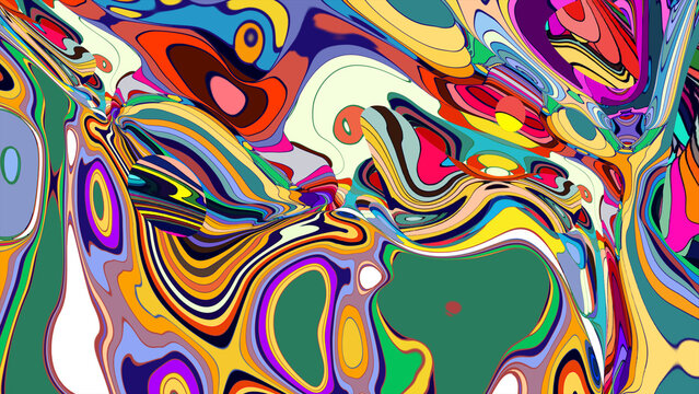 Vibrant abstract colorful fluid art with swirling patterns