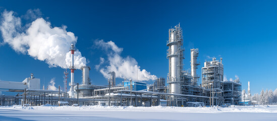 Obraz premium modern industrial plant in winter
