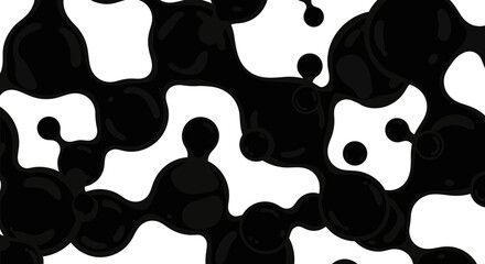 Fototapeta premium Abstract Black Liquid Droplets and Bubbles on White Background