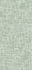 Obraz premium Abstract design creating a mosaic texture with white square outlines on a soft green background. Seamless geometric pattern of overlapping squares on pastel green