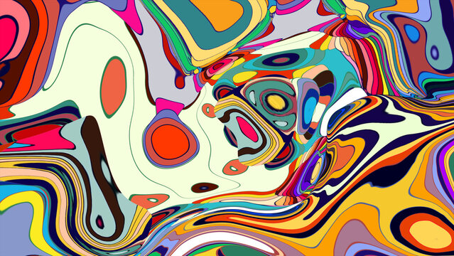 Colorful abstract swirl pattern with vibrant geometric shapes