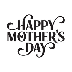 Happy mother s day typography design black lettering on white background © MdAbuzar