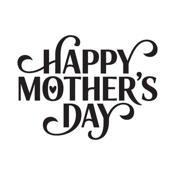 Happy mother s day typography design black lettering on white background