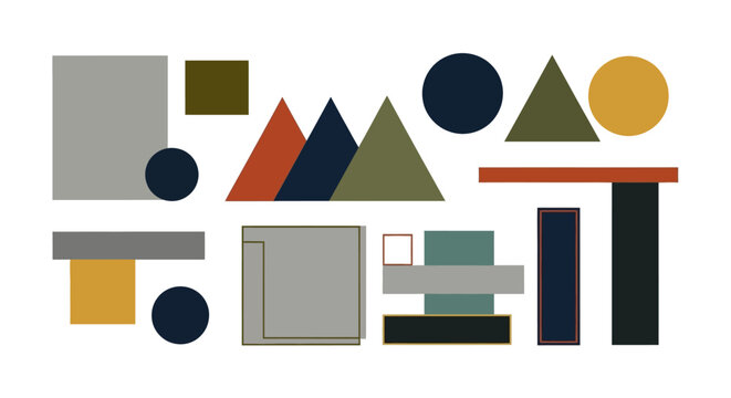 Abstract Geometric Composition with Minimalist Shapes and Earthy Color Palette