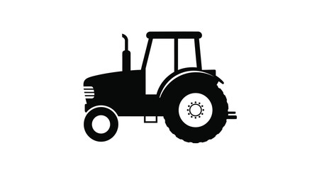 Black tractor silhouette against a white background silhouette high quality © APIM02SN
