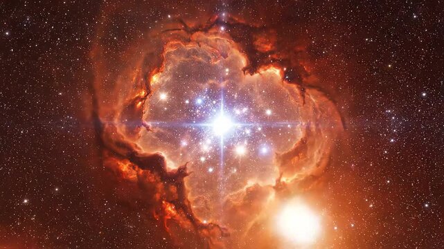 Cosmic nebula with star cluster highlighting geometric patterns and contemporary art
