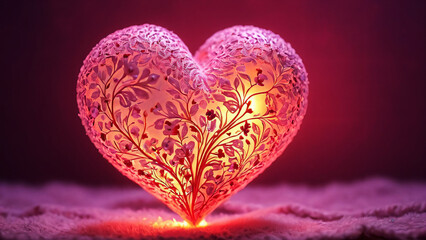 Fototapeta premium Ornamental Glowing Heart with Golden Light