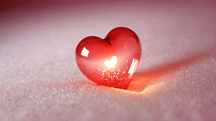 Fototapeta premium Small Red Heart on Snow Surface