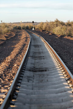 Railway tracks at sunset. New infrastructure for train traffic