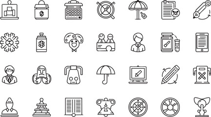 Fototapeta premium Nature strength food icons set minimal line vector illustration isolated
