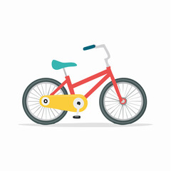 Fototapeta premium Flat illustration of a red bicycle with a yellow chain guard