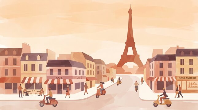 The Charming Streets of Paris - Serene Snapshot of Life Iconic Eiffel Tower Urban Culture